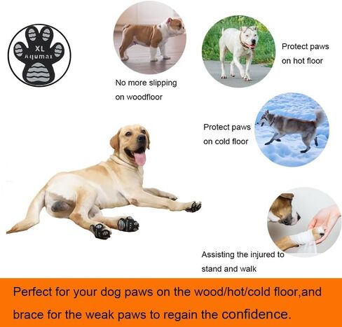Dog Paw Protector Non-Slip Gripper Traction Pads,Walk Assistant for Senior Dogs,Foot Stickers for Hardwood Floors,Dog Shoes Booties Socks Replacement,12 Sets (48 pcs) XL Black in Saudi Arabia