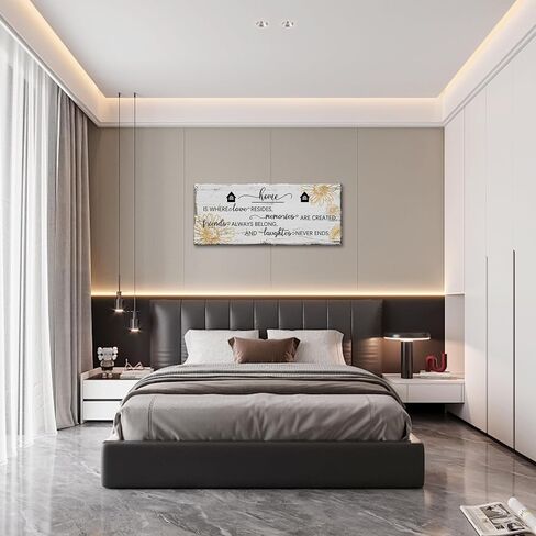 Vefacaiyo Home Is Where Love Resides Sign Canvas جدار الفن الطباعة، 40 "× 16" علامات اقتباسات ملهمة اللوحة الفنية مؤطرة خشبية لتعليق غرفة النوم مدخل غرفة المعيشة ديكور جدار المنزل in Saudi Arabia