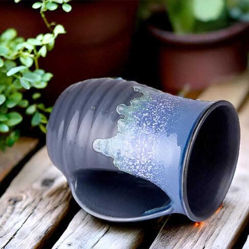 Hand Warmer Coffee Mug Handmade Pottery (UPGRADED) - 16 Ounce Large Hand Warming Mugs Ceramic Gift with Contoured Pocket, Keep Your Fingers Warmth, Right Handed in Saudi Arabia