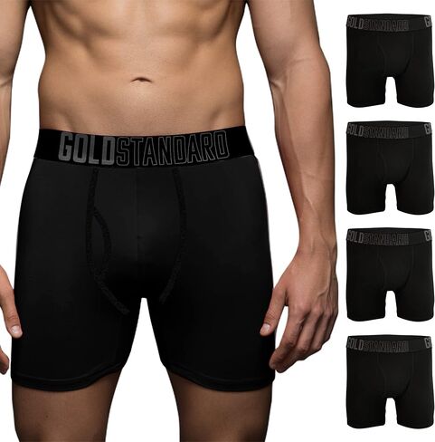 Gold Standard 4-Pack Men's Cotton Boxer Briefs - Men's Underwear with Premium Stretch & Breathable Soft Cotton in Saudi Arabia