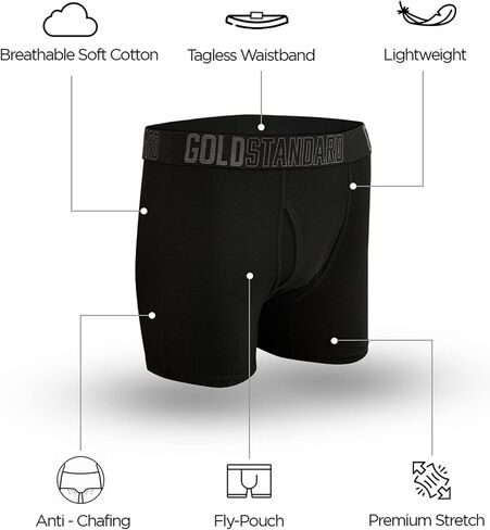 Gold Standard 4-Pack Men's Cotton Boxer Briefs - Men's Underwear with Premium Stretch & Breathable Soft Cotton in Saudi Arabia