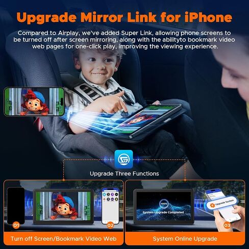 7-inch Portable Carplay Screen for Car Compatable with Apple CarPlay and Android Auto,Wireless Car Play Unit with GPS Navigation,Bluetooth,Mirror Link,Touch Screen for All Vehicles in Saudi Arabia