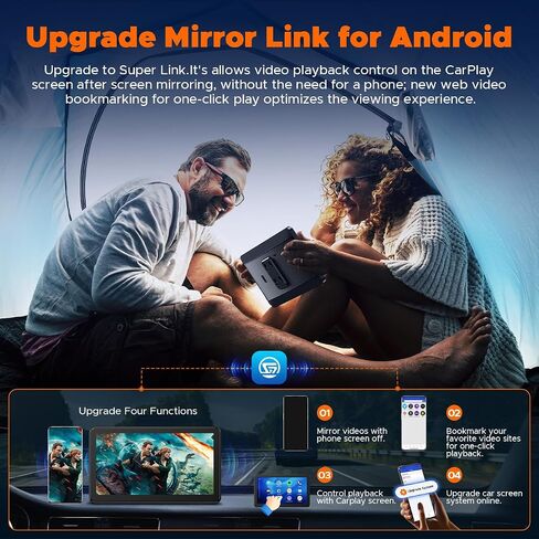 7-inch Portable Carplay Screen for Car Compatable with Apple CarPlay and Android Auto,Wireless Car Play Unit with GPS Navigation,Bluetooth,Mirror Link,Touch Screen for All Vehicles in Saudi Arabia
