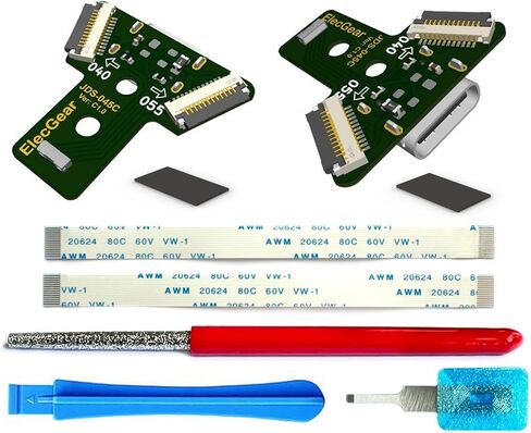 ElecGear 2X USB C منفذ شحن PCB لوحدة تحكم PS4 من الجيل الثاني، ترقية DS4 من منفذ إدخال Micro-USB إلى استبدال محول موصل USB من النوع C لـ JDS-040، JDS-055، أداة إصلاح الكابلات المرنة بما في ذلك. in Kuwait