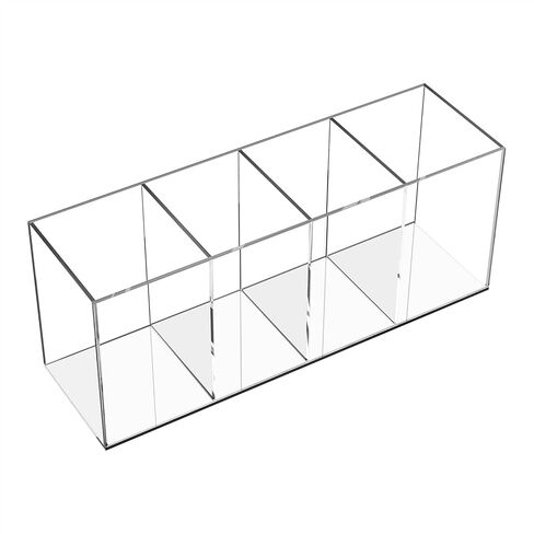 Clear Acrylic Pen Holder Handmade, 4 Slot Pencil Organizer Countertop, Pencil Stationery Organizer for Office Accessory, Makeup Cosmetic Brushes Storage, Clear Vanity Organizer for Bathroom (Clear) in Saudi Arabia