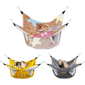 3 Pcs Guinea Pig Hammock, Rat Hammock Hamster Ferret Hanging Hammock Guinea Pig Accessories for Small Animals Chinchilla Parrot Sugar Glider Ferret Squirrel (11"×11")