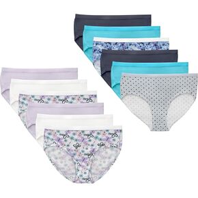 Hanes Brief Underwear, Stretch Cotton Panties for Girls, Assorted, 12-Pack