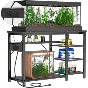 40-55 Gallon Fish Tank Stand: Heavy Duty Aquarium Stand with Power Outlets and Cabinet for Fish Tank Accessories Storage - Metal Frame, 1000LBS Capacity, Suitable for Fish & Reptile Terrariums