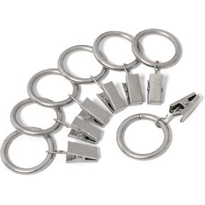 Iron Metal Curtain Clip Rings 1 Inch Interior Diameter, Set of 20 (Black, 20)