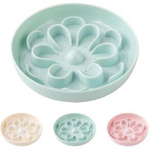 Slow Feeder Cat Food Bowl - Melamine Slow Eating Cat Bowl for Dry Wet Food - Cute Blossom Maze Cat Dish Healthy Feeding - Fun Interactive Cat Plate Whisker Friendly - Dishwasher Safe - 6.3''W x 1.1''H