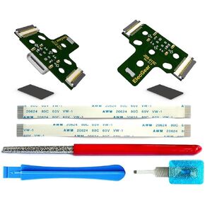 ElecGear 2X USB C Charging Port PCB for 2nd Gen PS4 Controller, Upgrade DS4 from Micro-USB Input Port to USB Type-C Connector Adaptor Replacement for JDS-040, JDS-055, Flex Cable Repair Tool incl.