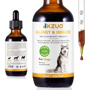 Allergy Relief Drops for Dogs,Immune Support Supplement,Dog Supplement,Dietary Supplement,Dog Skin Issues with Elderberry & Vitamin C Vitamins - 2 Fl oz/60ml (1pcs)