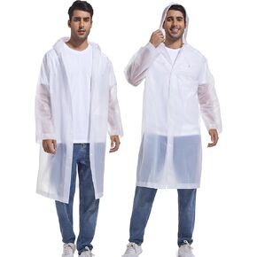 2-Pack Reusable Rain Ponchos for Adults, HOOMBOOM Raincoats Emergency for Women/Men with Drawstring and Sleeves