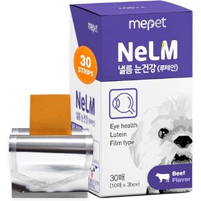 دعم العين للكلاب من Mepet NeLM - مضادات الأكسدة، اللوتين، بيتا كاروتين، فيتامين C وE للعناية بالعين ودعم الرؤية - فيلم يذوب عن طريق الفم، خالي من المواد المسببة للحساسية والمواد المضافة - نكهة لحم البقر (30 شريطًا)