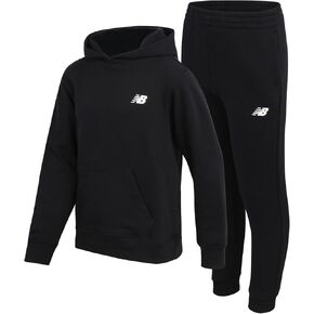 New Balance Boys' Sweatsuit Set - 2 Piece Cotton Blend Fleece Pullover Hoodie and Active Jogger Sweatpants for Boys (8-12)