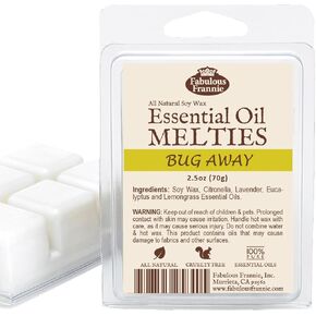 Fabulous Frannie Bug Away Pure & Natural Soy Candle Meltie/Tart/Melt Made with Pure Citronella, Lavender and Lemongrass Essential Oils 2.75oz