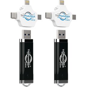 ThePhotoStick® Omni 128GB (2 Pack) - Photo & Video Backup and Transfer | Digital File Organizer | USB & Multiport Connection for Phones, Tablets and Computers | Portable Memory | External Storage
