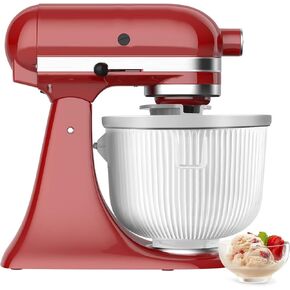 Ice Cream Attachment for Kitchenaid,Fits KitchenAid 4.5-5QT/5.5-6 Quart Stand Mixers,Mixer Accessories,Makes 2 Quarts of Frozen Yogurt,Ice Cream and Sorbet by KOYOEY