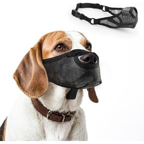 Dog Muzzle for Small Medium Large Sized Dogs,Breathable Air Mesh Basket Muzzle for Dogs Allows Panting and Drinking,Soft Dog Muzzle with Adjustable Strap to Prevent Biting Barking and Licking-Black,S