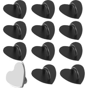 12PCS Phone Holder Heart Phone Ring, Self-Adhesive Cell Phone Hook Cell Phone Charm Hook for Cell Phone Tablet DIY Accessories(Black) in Kuwait