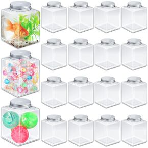Domensi 20 Pack 17oz Plastic Fish Bowl with Lids Clear Mini Drink Plastic Ivy Bowls Shatterproof Carnival Fishbowl Plastic Vases for Candy Games Fish Carnival Party Decoration Supplies Favor