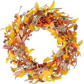 Bibelot 18Inch Artificial Eucalyptus Wreath White Berry with Green Leaf Eucalyptus Wreath Spring Summer Wreath for Front Door Window Hanging Wall Party Decorations (18in)