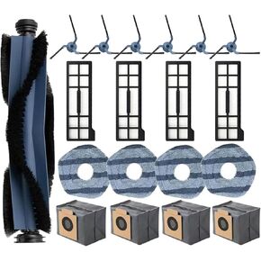 19 PCS Vacuum Accessories For Eufy X10 Pro Omni Cleaner Robot, 1 Main Brush, 6 Side Brushes, 4 Mop Cloth Pads, 4 Vacuum Dust Bags, 4 Hepa Filters