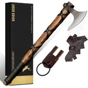 Steel Axe | Ragnar Axe | Camping Axe | Best Gift for him | Brown Wrapped Handle with Leather Sheath
