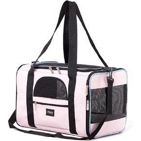 Pet Carrier for Cats,Small Dogs Under 15 Lbs(17x11x11 Inches),Delta/American/United Airline Approved Carriers, Cats Soft-Sided Carriers,Pet Travel Carrier Bag with Two Storage Pockets-Pink