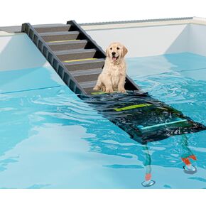 Foldable Dog Pool Ramp with 33" Legs for Free Height Adjustment,Safe & Easy Access dog water ramp for pool, Pool Ramp for Dogs Up to 200lbs (Black)