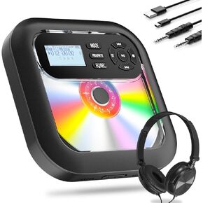 CD Player Portable, Bluetooth CD Player with Speakers and Rechargeable Battery, Portable CD Player with Headphones, CD Player for Car Support FM & AUX Connection