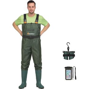 Chest Waders with Boots – Waterproof Lightweight 2-Ply Nylon/PVC for Men & Women Fishing & Hunting