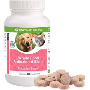 Only Natural Pet Whole Food Antioxidant Green Tea & Berry Antioxidant Vitamin Supplement Blend for Dogs & Cats to Support A Healthy Immune System, Fight Free Radical Damage - 60 Soft Chews