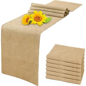LOMOHOO Burlap Table Runners 12 x 71 Inches Long Farmhouse Jute Dining Table Runner, Rustic Vintage Linen Woven Tablecloth Outdoor Boho Decorations for Party Western Wedding Baby Shower Kitchen 6 Pack