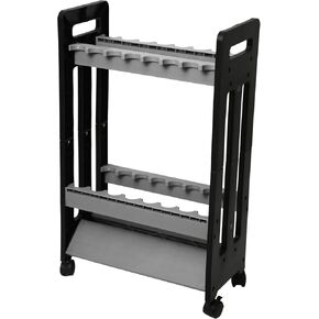 JOYWAVE Fishing Rod Holder,Fishing Pole Holders for Garage,Plastic Fishing Rod Rack,16-Slots,Portable Wheels