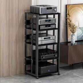 5-Tier AV Media Stand, Stereo Audio Rack Stand, Media Cabinet, CD Rack Entertainment Stereo Component Organizer for Home, Office and Theater