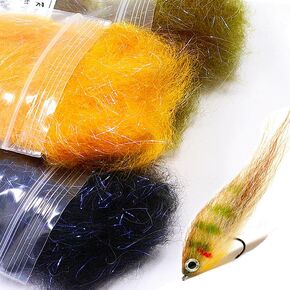 Fly Tying Laser Yarn 6 Bright/Deep Fly Tying Dubbing Long Laser Fiber Dub Fly Tying Materials