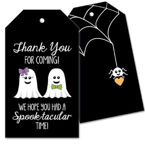 25 Ghost Thank You Favor Tags - Purple and Green