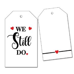 25 We Still Do Vow Renewal or Anniversary Party Favor Tags with Red Hearts