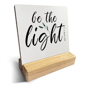 Inspirational Quote Country Do Not Be Discouraged Bible Verse Wooden Plaque Sign Desk Decor Rustic Deuteronomy 31:8 Christian Desk Sign Decor for Home Office 4 x 4 Inches