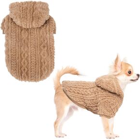KOOLTAIL Fleece Dog Sweater Hoodie for Small Medium Large Dogs - Super Soft Fall Dog Clothes Hat Hooded Sweatshirt with Leash Hole, Warm Winter Cold Weather Pet Coat for Puppy Cats Girl Female Pink S