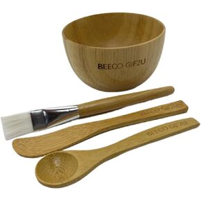 Face Mask Mixing Bowl Set Bamboo,4 Pack Diy Facial Tools For Skin Care,Facemask Mixing Tool Kit With Facial Mask Bowl,Spatula,Spoon,Brush Applicator,Facial Esthetician Supplies