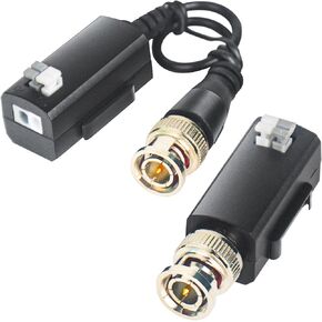ENS Pair of 1 Channel HD Video Passive Balun, Cat5 RJ45 to BNC Video Baluns, 1 Pair for 720P 1080P 3MP 4MP 5MP 8MP HD-CVI/TVI/AHD/CVBS/960H Camera, Receiver & Transmitter (Video)