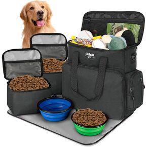 Dog Travel Bag 6 Set Airline Approved,Weekend Dog Bags for Traveling with Multiple Pockets,Dog Mom Gifts,Gifts for Dog Owners,Black