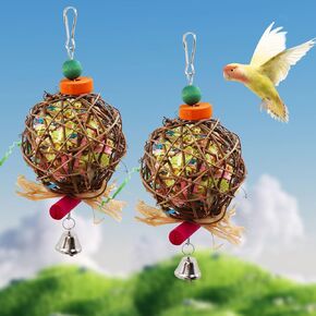 2 Pack Bird Parrot Chewing Toys, Hanging Bird Foraging Shredder Toys, Suitable for Chicken Chick Parrot Cockatiel Conure African Grey Lovebird