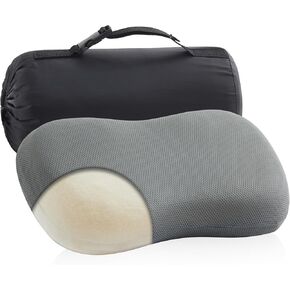 Silicone Camping Pillow,Entire Washable and Sun Dryable, Cool & Breathable Mesh Cover, Adjustable Height,Travel Pillow for Backpacking, Airplane,Car,Compressible Medium Firm