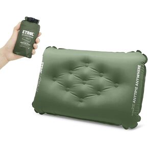 Backpacking Camping Pillow,Ultralight Inflatable Travel Pillow (11.8x16.9in) for Neck Lumbar Support，Ergonomic Lightweight Compact Hiking Blow Up Pillow for Outdoor Beach Airplane Offices