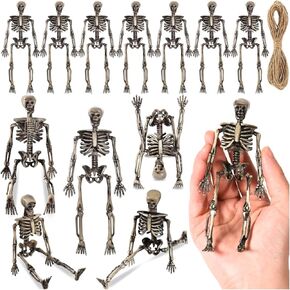 ZHWKMYP 12 Pcs Mini Skeleton Figurines, Small Skeletons for Halloween Decor, Halloween Decorations for Craft Haunted House Accessories Party Favors