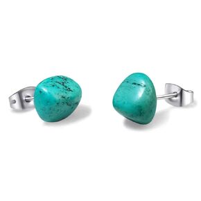 Turquoise Stud Earrings, Natural Small Turquoise Earrings for Second Hole, Western Earrings for Women Stainless Steel Post (Turquoise)