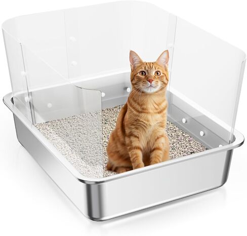 Cat Litter Box Pee Shields, High Sided Litter Box Splash Guard, Seamless Urine Leakage Enclosure for Open Top Litter Pan 14.57×10.63in (3Pcs)- Litter Box Not Included in Saudi Arabia